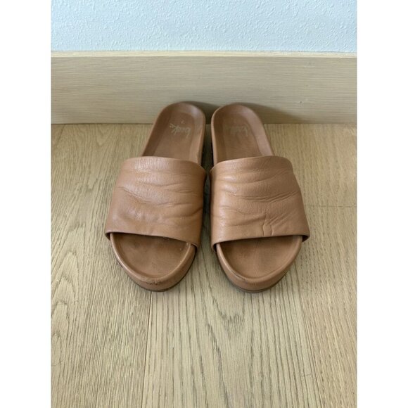 Beek pelican Leather Slide Sandals Brown Platform Slip On Shoes Women’s 7 US 37 - Picture 2 of 7